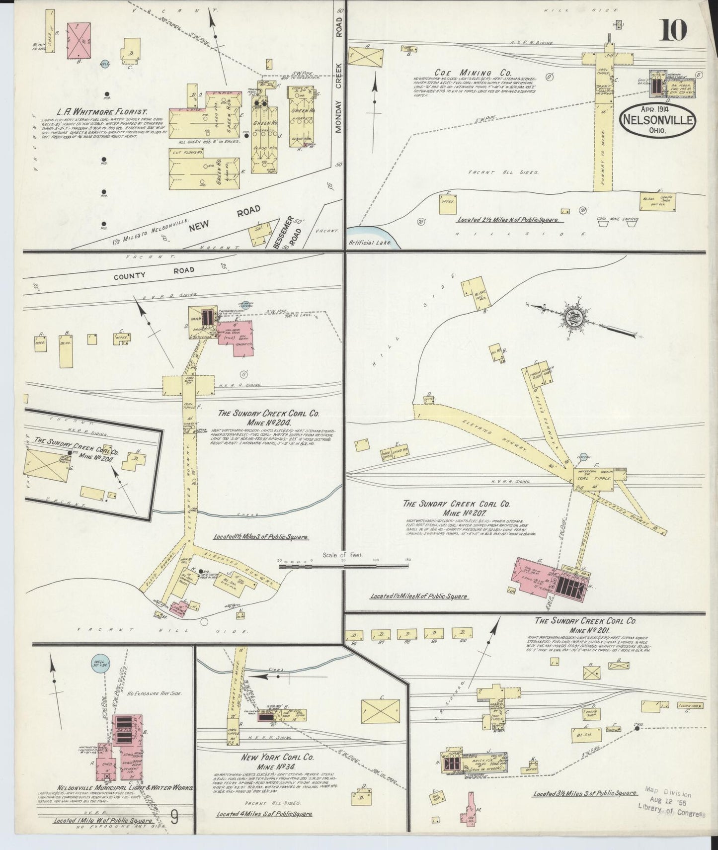 Sanborn Fire Insurance Map from Nelsonville, Athens County, Ohio (1914), Sheet #0010 - Complete Map Set gallery image, historic Sanborn map, vintage wall art, Ohio Ohio