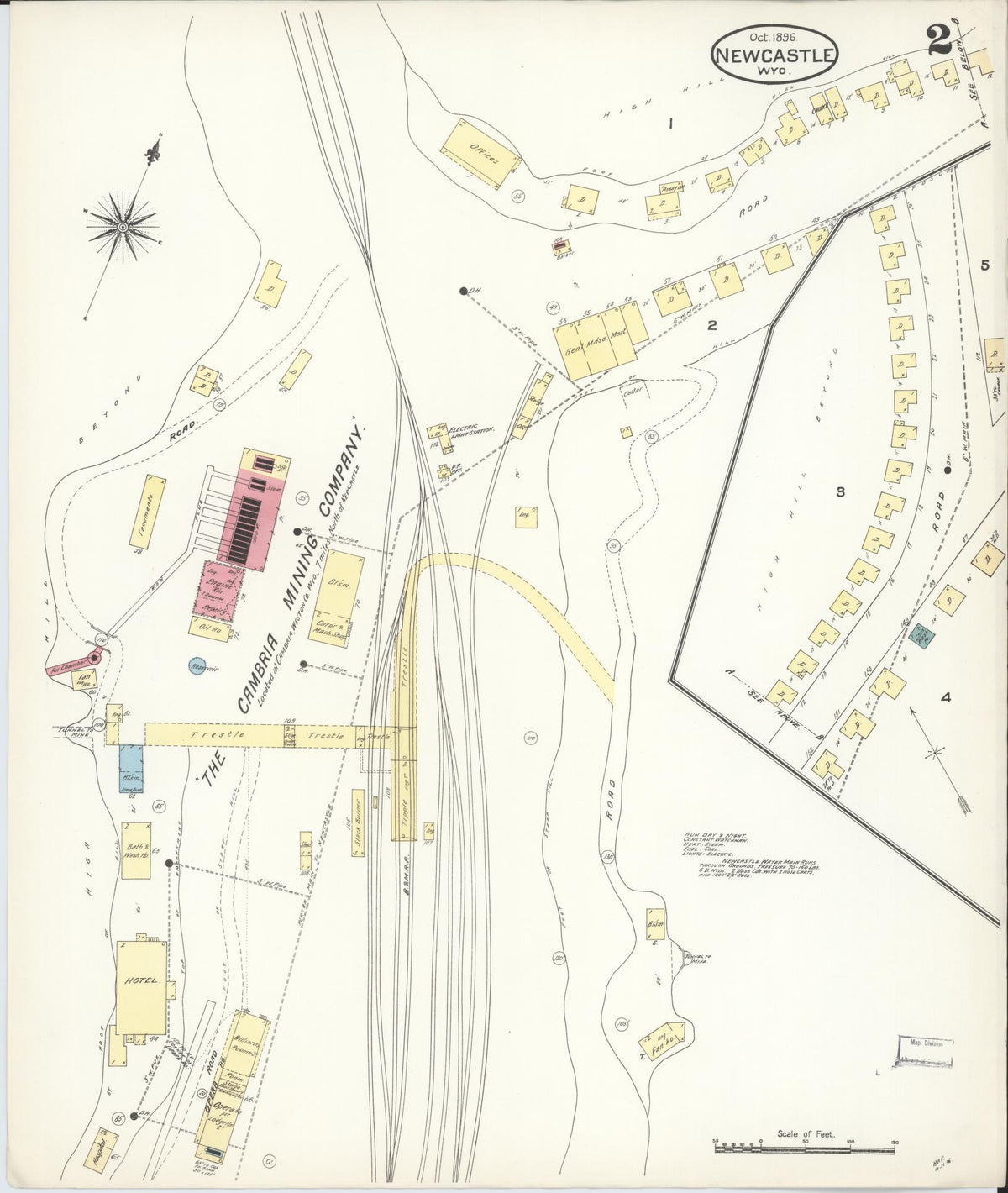 Sanborn Fire Insurance Map from Newcastle, Weston County, Wyoming (1896), Sheet #0002 - Complete Map Set gallery image, historic Sanborn map, vintage wall art, Wyoming Wyoming