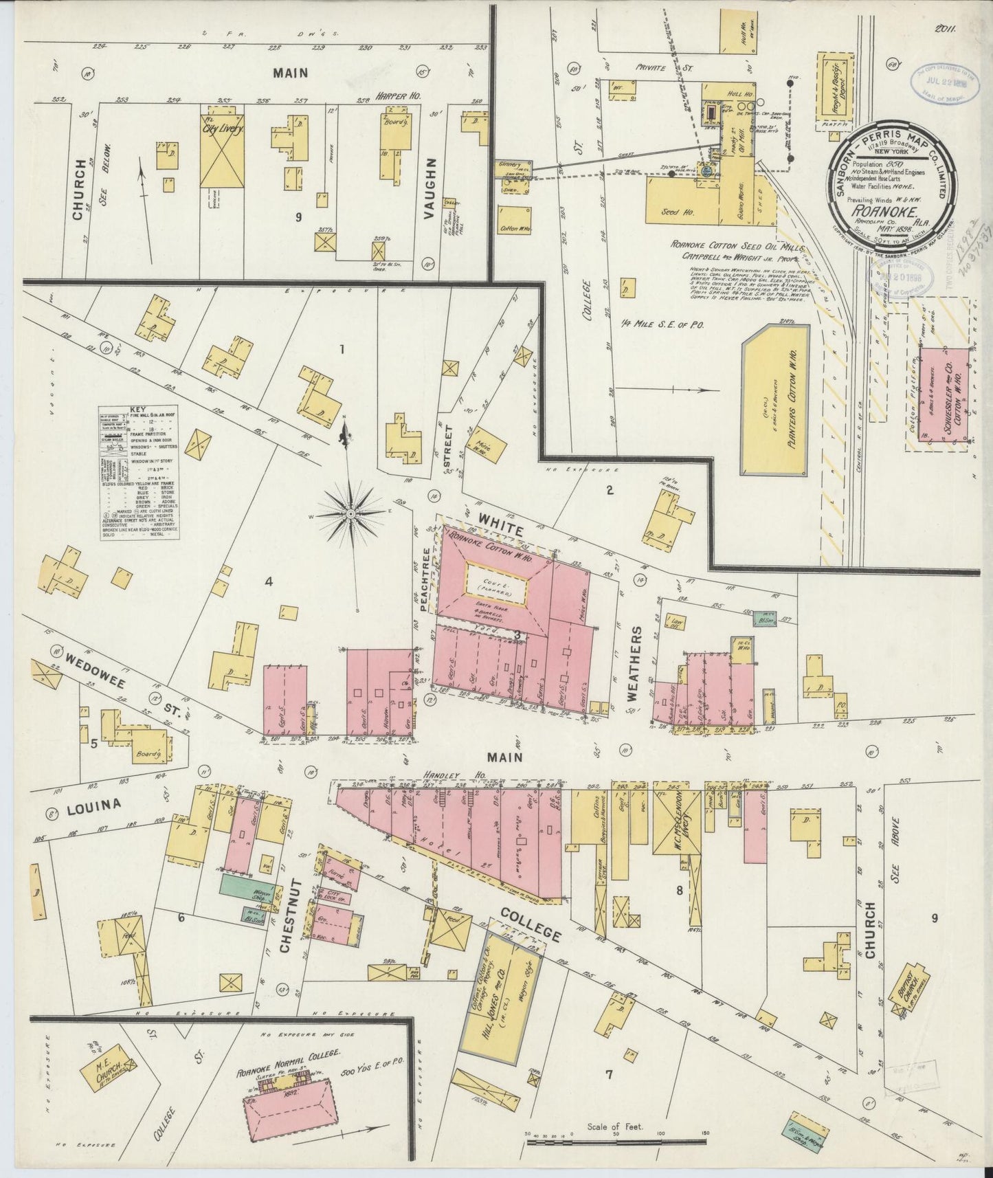 Sanborn Fire Insurance Map from Roanoke, Randolph County, Alabama. (1898) – Historic Sanborn Fire Insurance Map Print