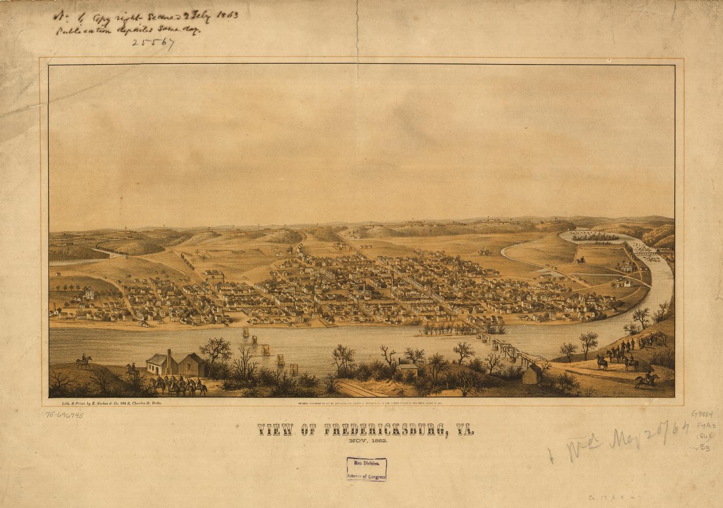 View of Fredericksburg, Va. Nov. 1862. (1863) – Historic Bird’s-Eye View Panorama Print