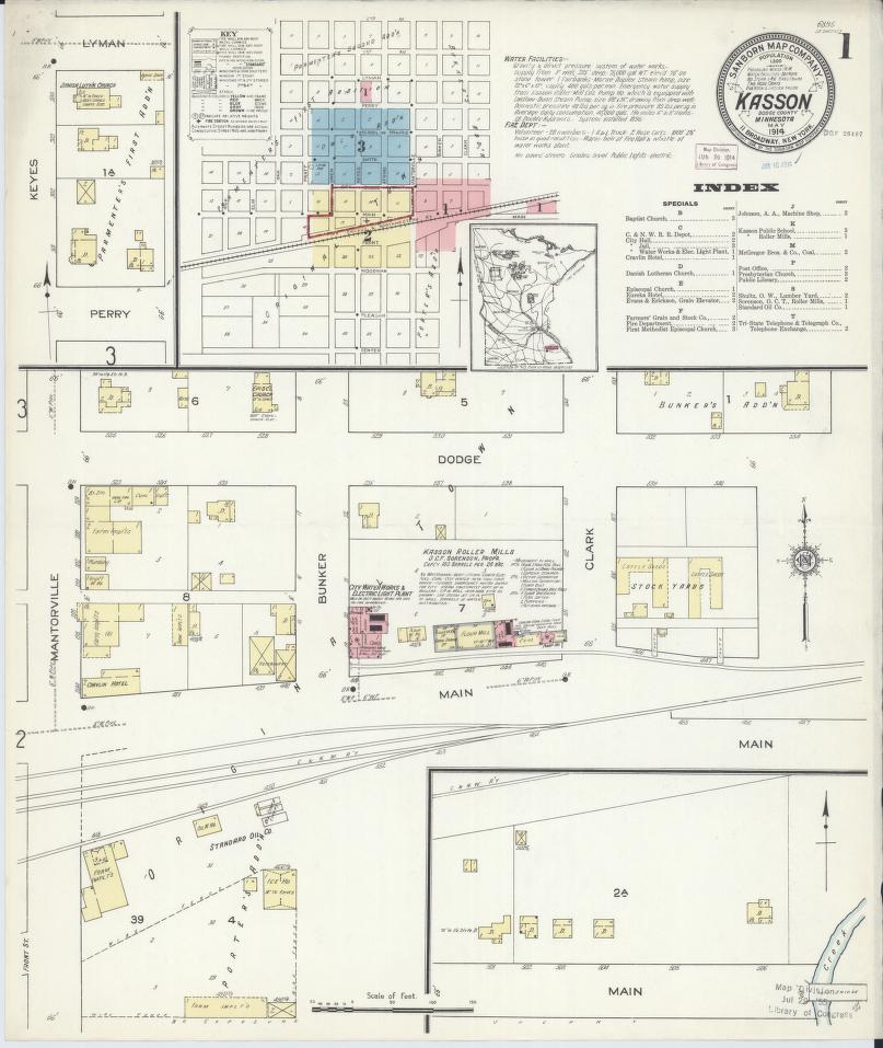 Sanborn Fire Insurance Map from Kasson, Dodge County, Minnesota. (1914) – Map View