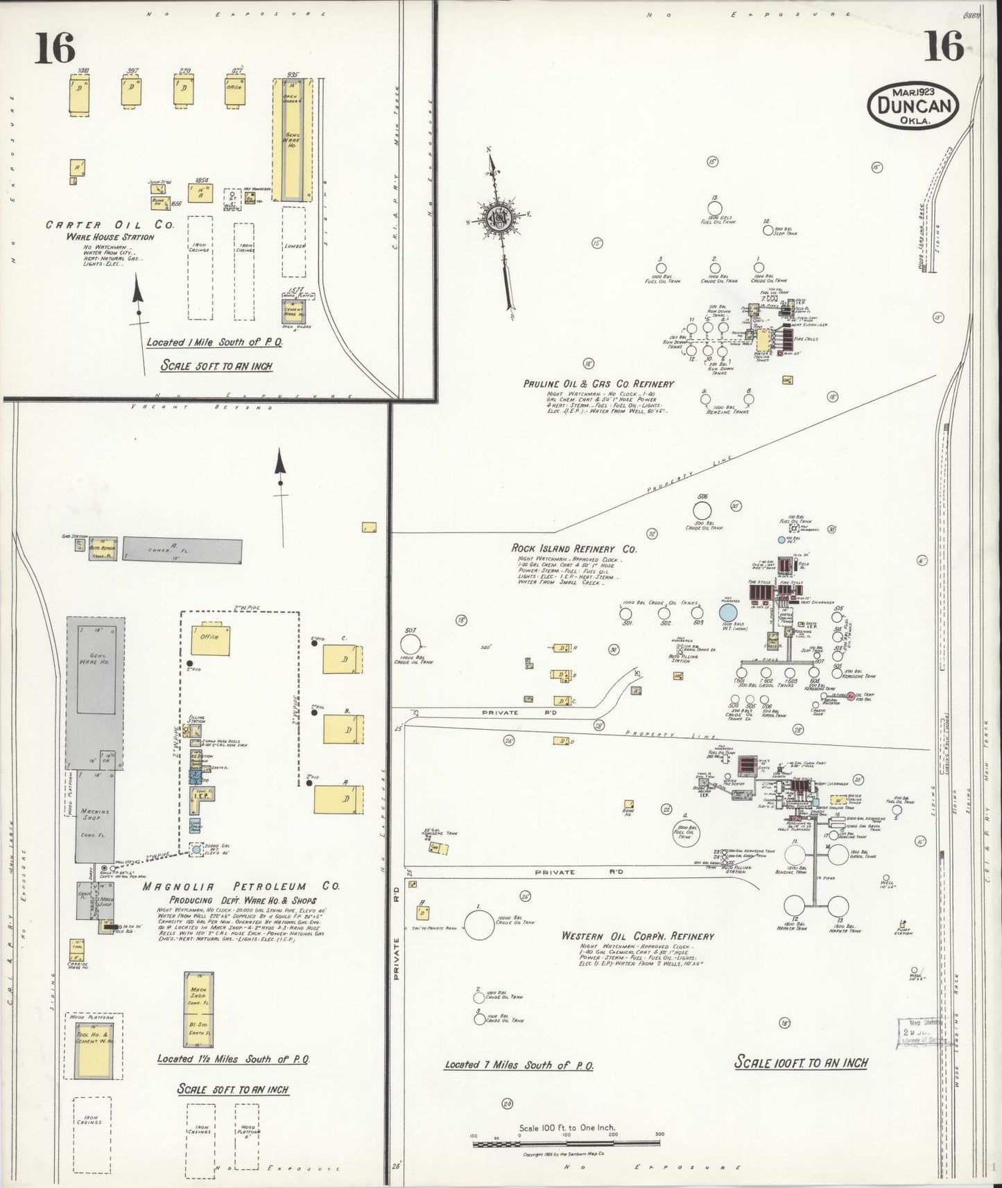 Sanborn Fire Insurance Map from Duncan, Stephens County, Oklahoma (1923), Sheet #0016 - Complete Map Set gallery image, historic Sanborn map, vintage wall art, Oklahoma Oklahoma