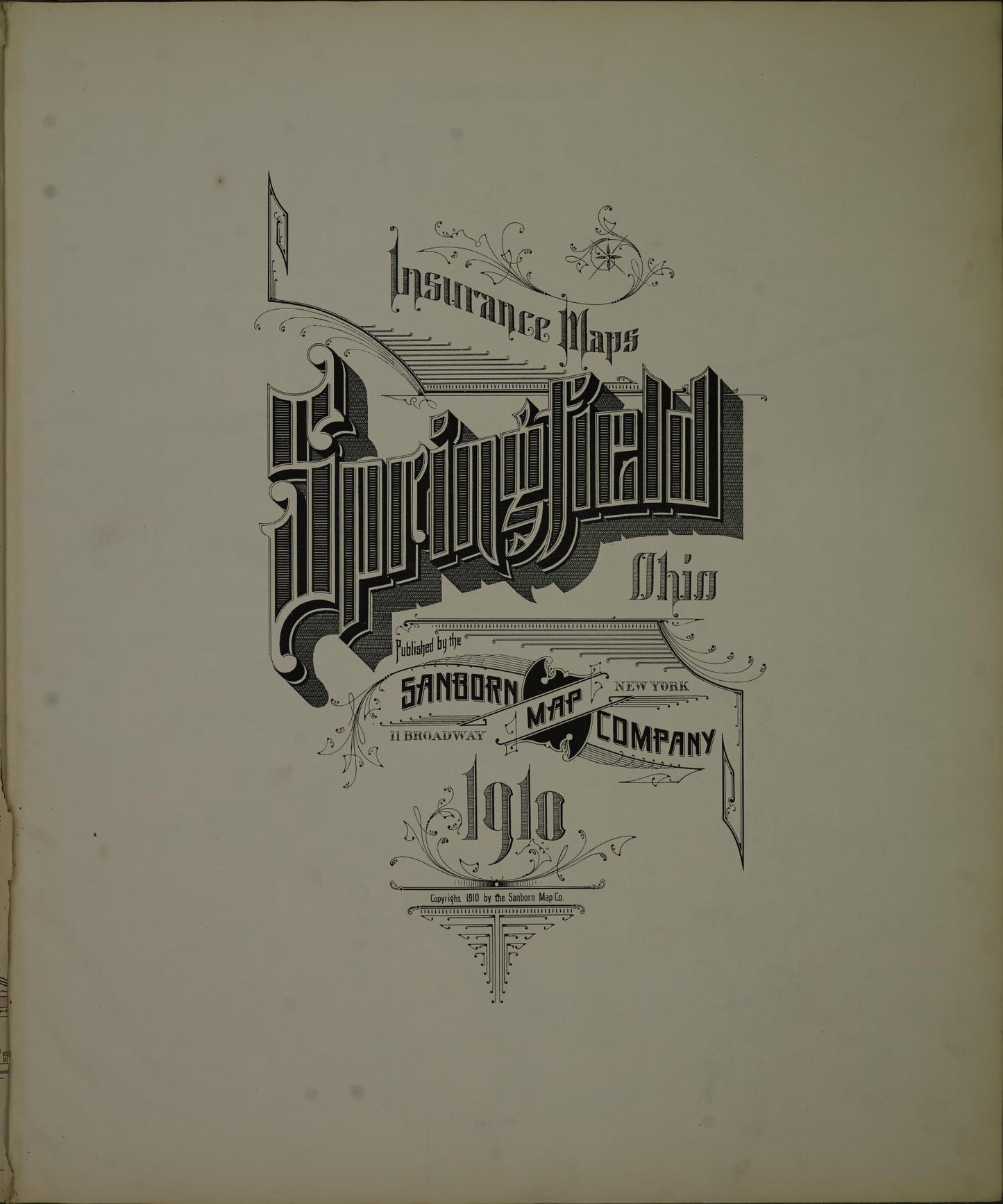 Sanborn Fire Insurance Map from Springfield, Clark County, Ohio (1910), Sheet #0001 - Historic Sanborn Fire Insurance Map Print, vintage old map wall art, antique decor, genealogy gift, Ohio Ohio map