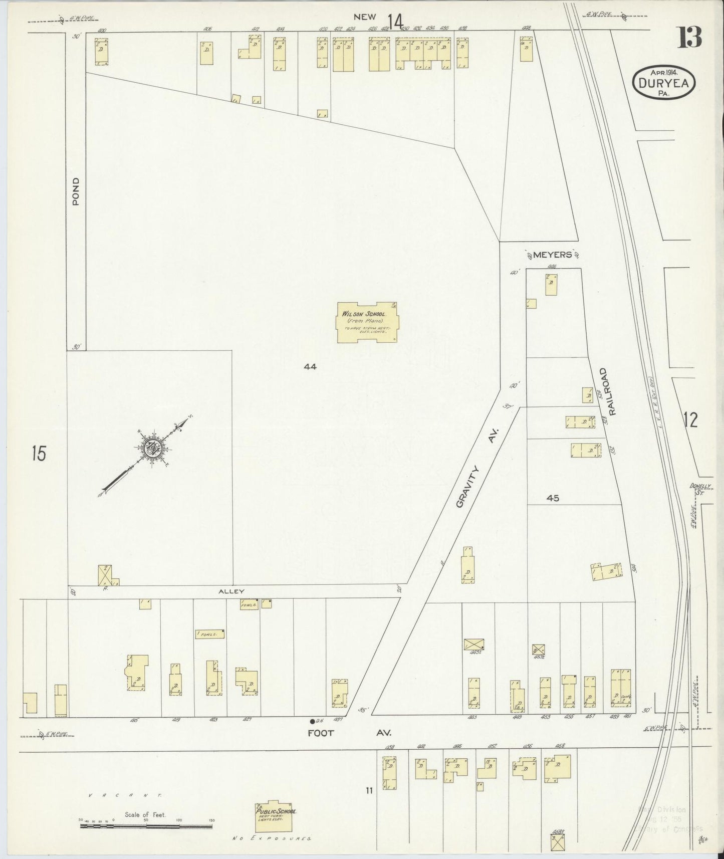 Sanborn Fire Insurance Map from Duryea, Luzerne County, Pennsylvania (1914), Sheet #0013 - Historic Sanborn Fire Insurance Map Print, vintage old map wall art, antique decor, genealogy gift, Pennsylvania Pennsylvania map