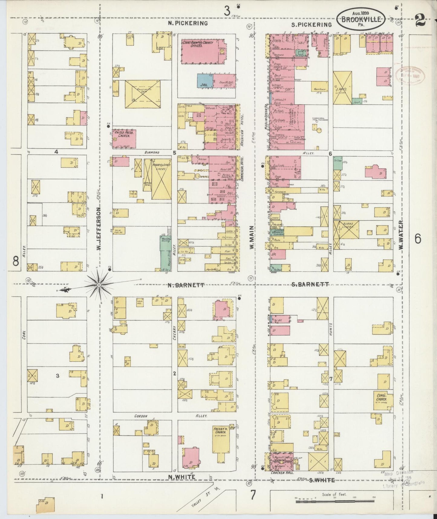 Sanborn Fire Insurance Map from Brookville, Jefferson County, Pennsylvania (1899), Sheet #0002 - Historic Sanborn Fire Insurance Map Print, vintage old map wall art, antique decor, genealogy gift, Pennsylvania Pennsylvania map