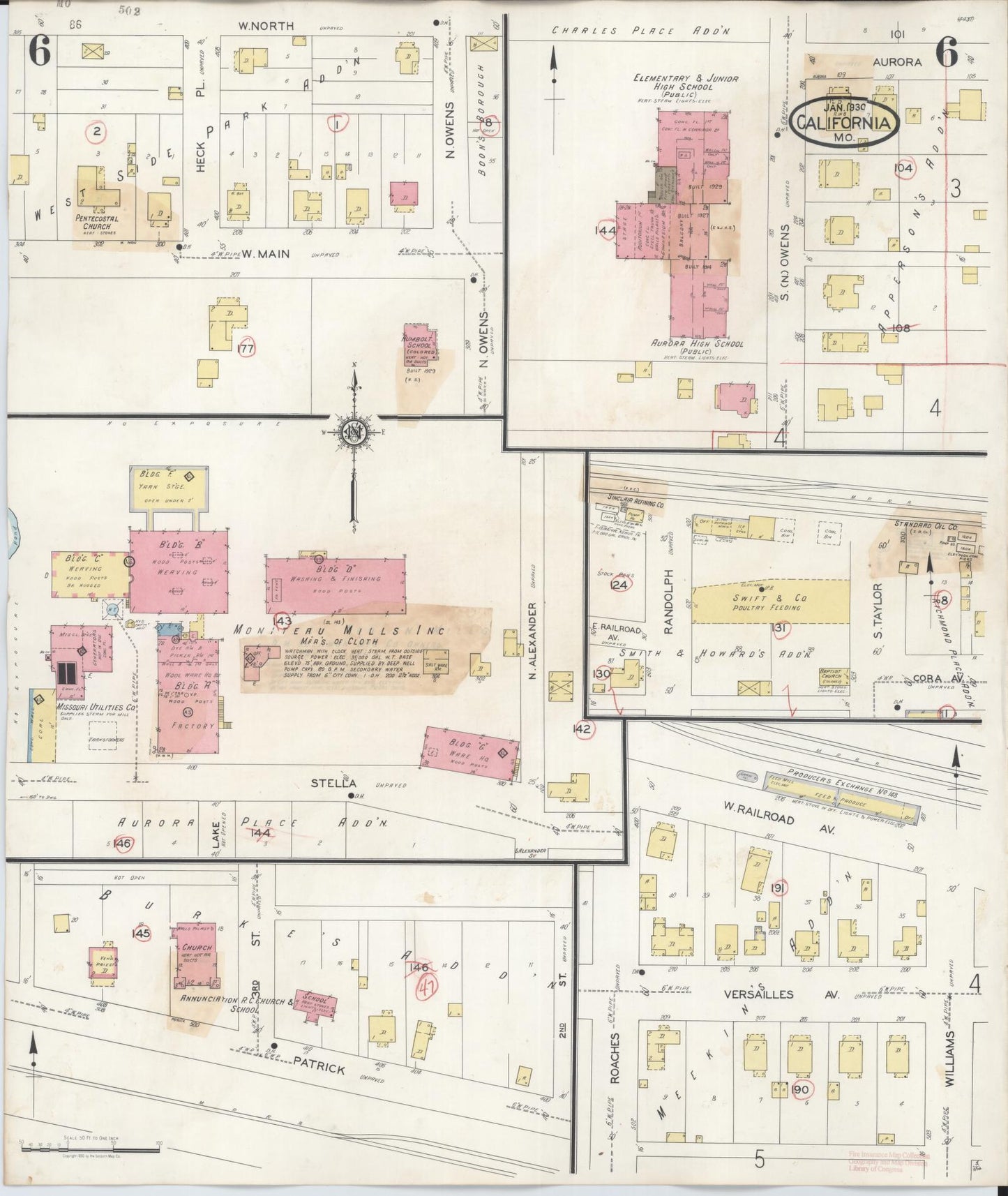 Sanborn Fire Insurance Map from California, Moniteau County, Missouri (1938), Sheet #0006 - Complete Map Set gallery image, historic Sanborn map, vintage wall art, Missouri Missouri