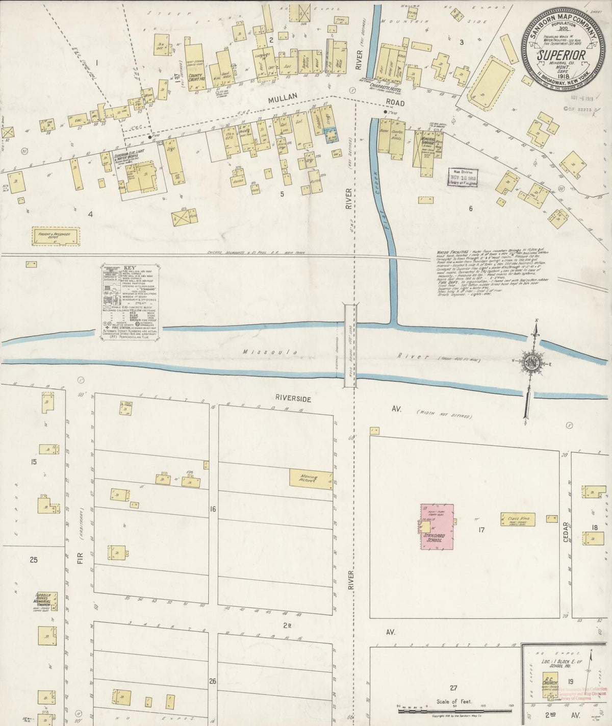 Sanborn Fire Insurance Map from Superior, Mineral County, Montana (1918), Sheet #0001 - Historic Sanborn Fire Insurance Map Print, vintage old map wall art, antique decor, genealogy gift, Montana Montana map