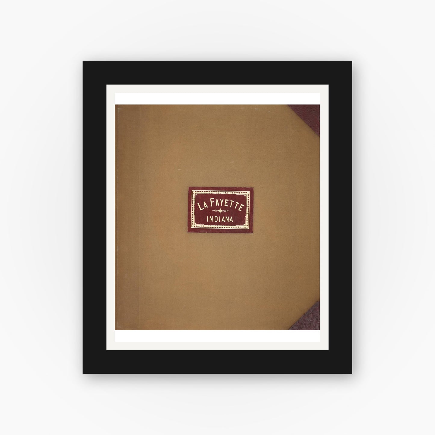 Old map wall art mockup — black gallery frame with white mat — Sanborn Fire Insurance Map from Lafayette, Tippecanoe County, Indiana (1951), Sheet #0001