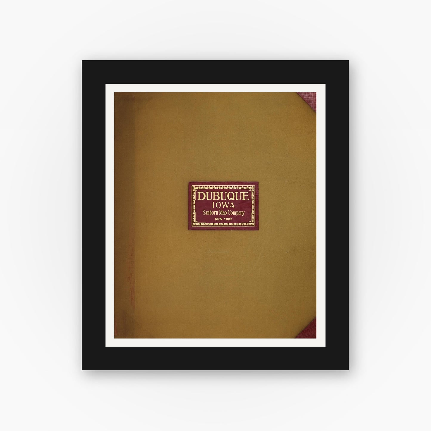 Old map wall art mockup β black gallery frame with white mat β Sanborn Fire Insurance Map from Dubuque, Dubuque County, Iowa (1950), Sheet #0001
