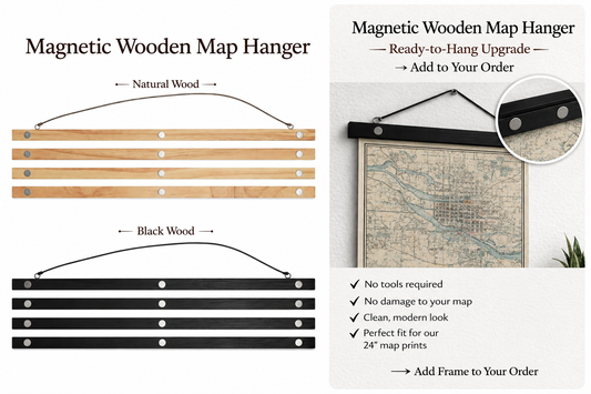 Magnetic Wooden Map Frame — Ready-to-Hang Upgrade