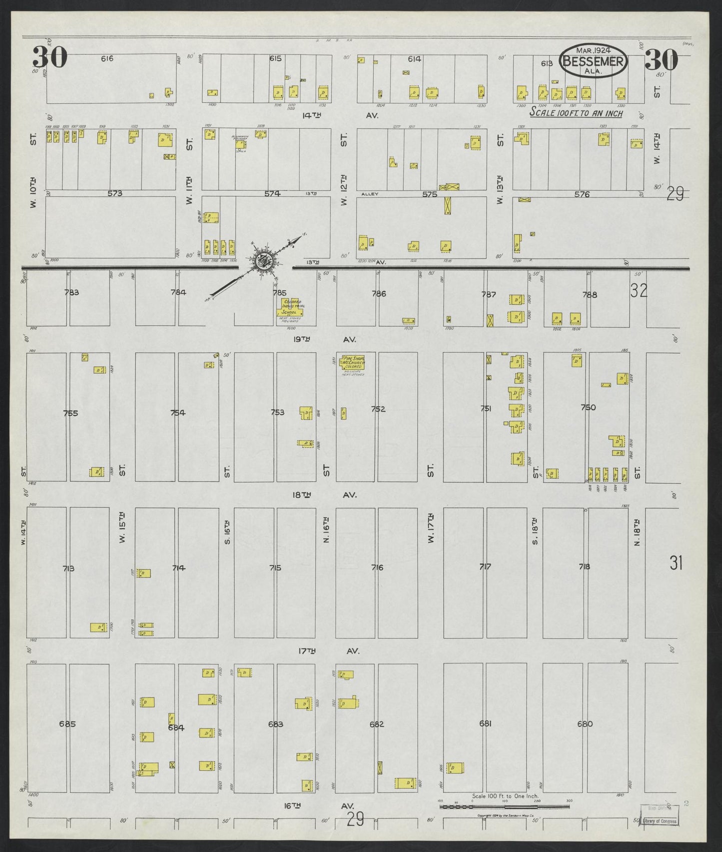Sanborn Fire Insurance Map from Bessemer, Jefferson County, Alabama (1924), Sheet #0030