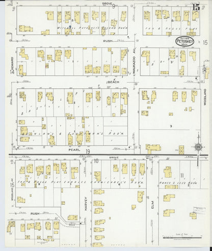 Sanborn Fire Insurance Map from Petoskey, Emmet County, Michigan (1919), Sheet #0015 - Historic Sanborn Fire Insurance Map Print, vintage old map wall art, antique decor, genealogy gift, Michigan Michigan map