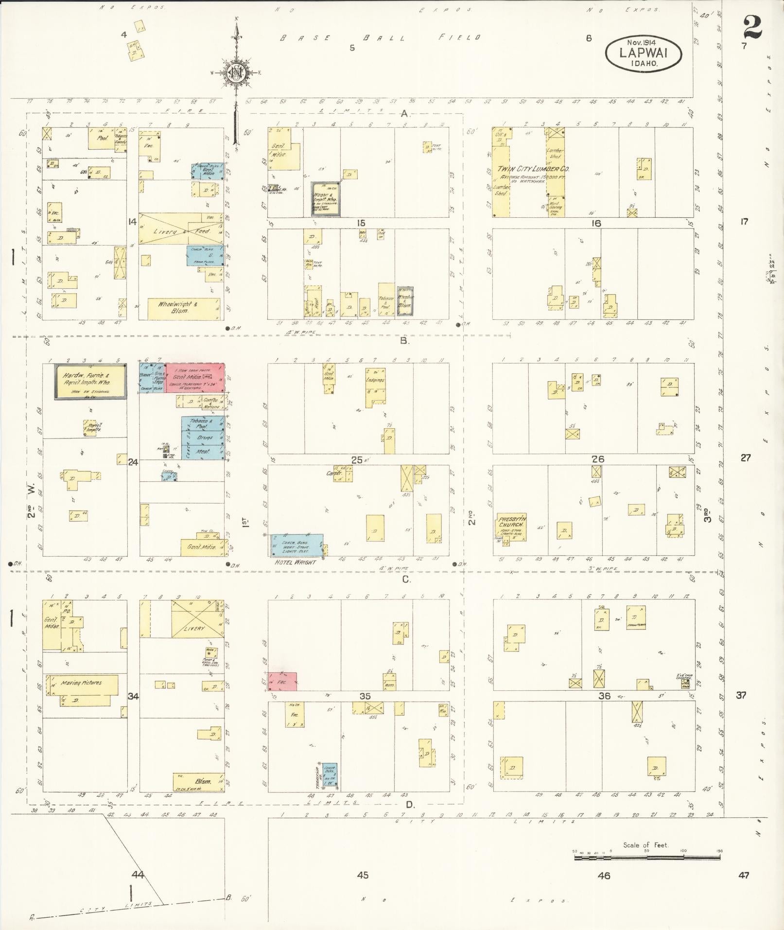 Sanborn Fire Insurance Map from Lapwai, Nez Perce County, Idaho (1914), Sheet #0002 - Historic Sanborn Fire Insurance Map Print, vintage old map wall art, antique decor, genealogy gift, Idaho Idaho map