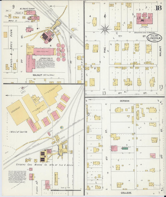 Sanborn Fire Insurance Map from Lincoln, Logan County, Illinois (1902), Sheet #0018 - Historic Sanborn Fire Insurance Map Print, vintage old map wall art, antique decor, genealogy gift, Illinois Illinois map