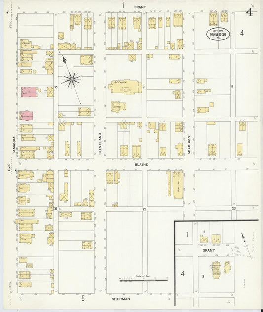 Sanborn Fire Insurance Map from McAdoo, Schuylkill County, Pennsylvania (1907), Sheet #0004 - Historic Sanborn Fire Insurance Map Print, vintage old map wall art, antique decor, genealogy gift, Pennsylvania Pennsylvania map