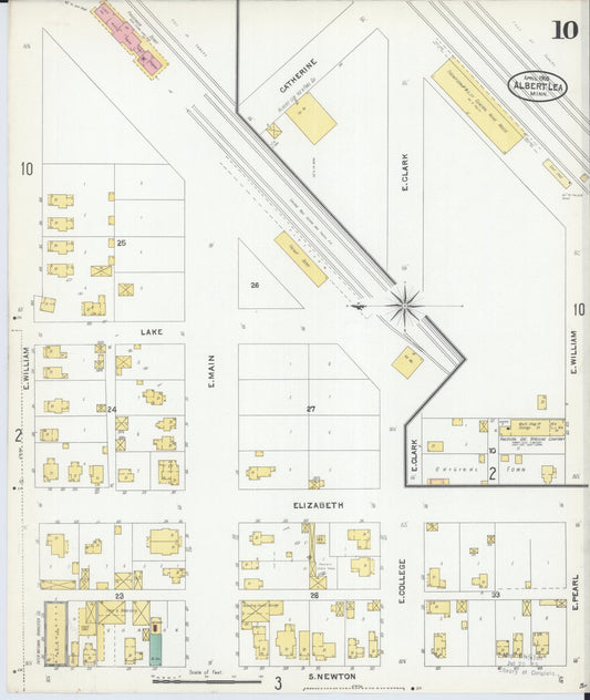 Sanborn Fire Insurance Map from Albert Lea, Freeborn County, Minnesota (1905), Sheet #0010 - Historic Sanborn Fire Insurance Map Print, vintage old map wall art, antique decor, genealogy gift, Minnesota Minnesota map