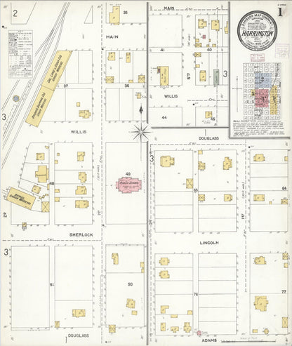 Sanborn Fire Insurance Map from Harrington, Lincoln County, Washington (1905), Sheet #0001 - Complete Map Set gallery image, historic Sanborn map, vintage wall art, Washington Washington