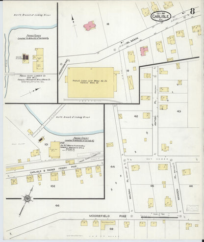 Sanborn Fire Insurance Map from Carlisle, Nicholas County, Kentucky (1916), Sheet #0008 - Complete Map Set gallery image, historic Sanborn map, vintage wall art, Kentucky Kentucky