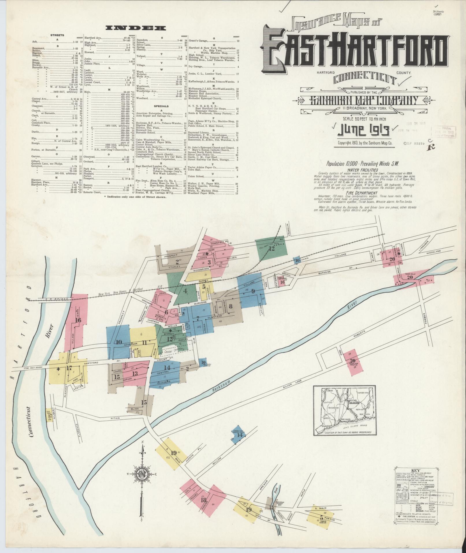 Sanborn Fire Insurance Map from East Hartford, Hartford County, Connecticut. (1913) – Historic Sanborn Fire Insurance Map Print
