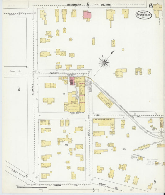 Sanborn Fire Insurance Map from Montrose, Susquehanna County, Pennsylvania (1904), Sheet #0006 - Historic Sanborn Fire Insurance Map Print, vintage old map wall art, antique decor, genealogy gift, Pennsylvania Pennsylvania map