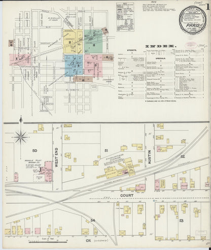 Sanborn Fire Insurance Map from Paris, Edgar County, Illinois (1890), Sheet #0001 - Historic Sanborn Fire Insurance Map Print, vintage old map wall art, antique decor, genealogy gift, Illinois Illinois map