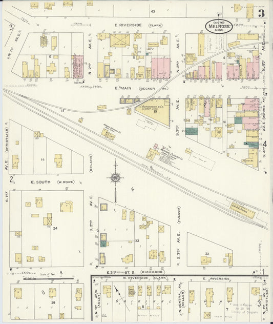 Sanborn Fire Insurance Map from Melrose, Stearns County, Minnesota (1909), Sheet #0003 - Historic Sanborn Fire Insurance Map Print, vintage old map wall art, antique decor, genealogy gift, Minnesota Minnesota map