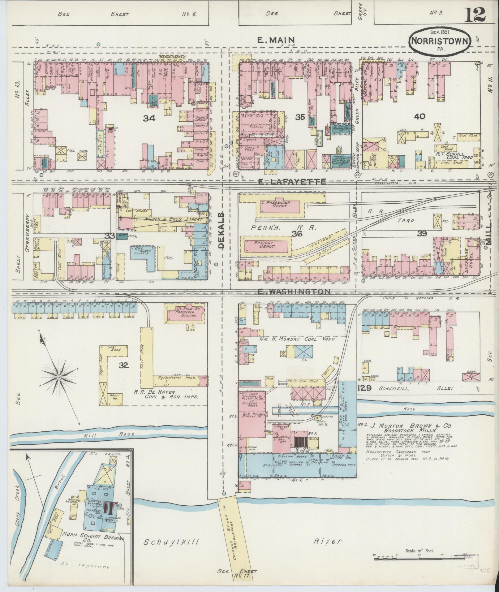 Sanborn Fire Insurance Map from Norristown, Montgomery County, Pennsylvania (1891), Sheet #0012 - Complete Map Set gallery image, historic Sanborn map, vintage wall art, Pennsylvania Pennsylvania