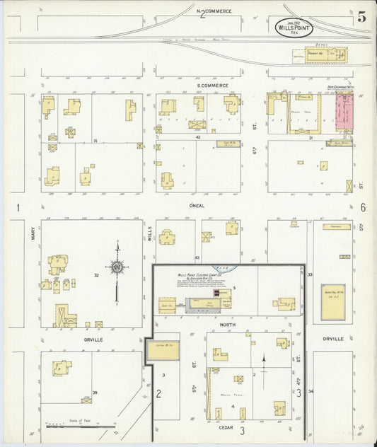 Sanborn Fire Insurance Map from Wills Point, Van Zandt County, Texas (1912), Sheet #0005 - Historic Sanborn Fire Insurance Map Print, vintage old map wall art, antique decor, genealogy gift, Texas Texas map