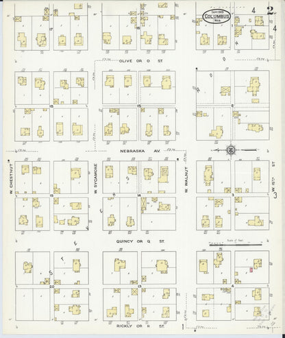 Sanborn Fire Insurance Map from Columbus, Platte County, Nebraska (1909), Sheet #0002 - Complete Map Set gallery image, historic Sanborn map, vintage wall art, Nebraska Nebraska