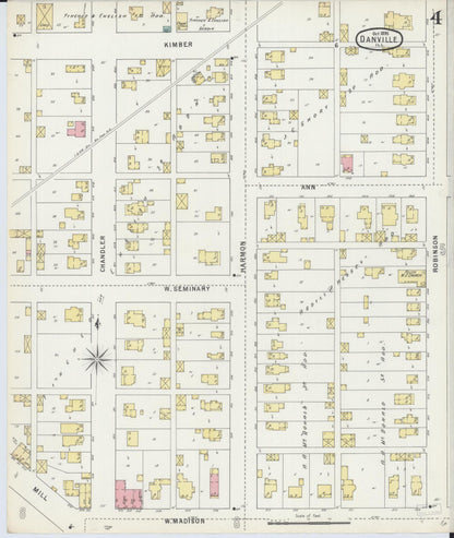Sanborn Fire Insurance Map from Danville, Vermilion County, Illinois (1895), Sheet #0004 - Complete Map Set gallery image, historic Sanborn map, vintage wall art, Illinois Illinois