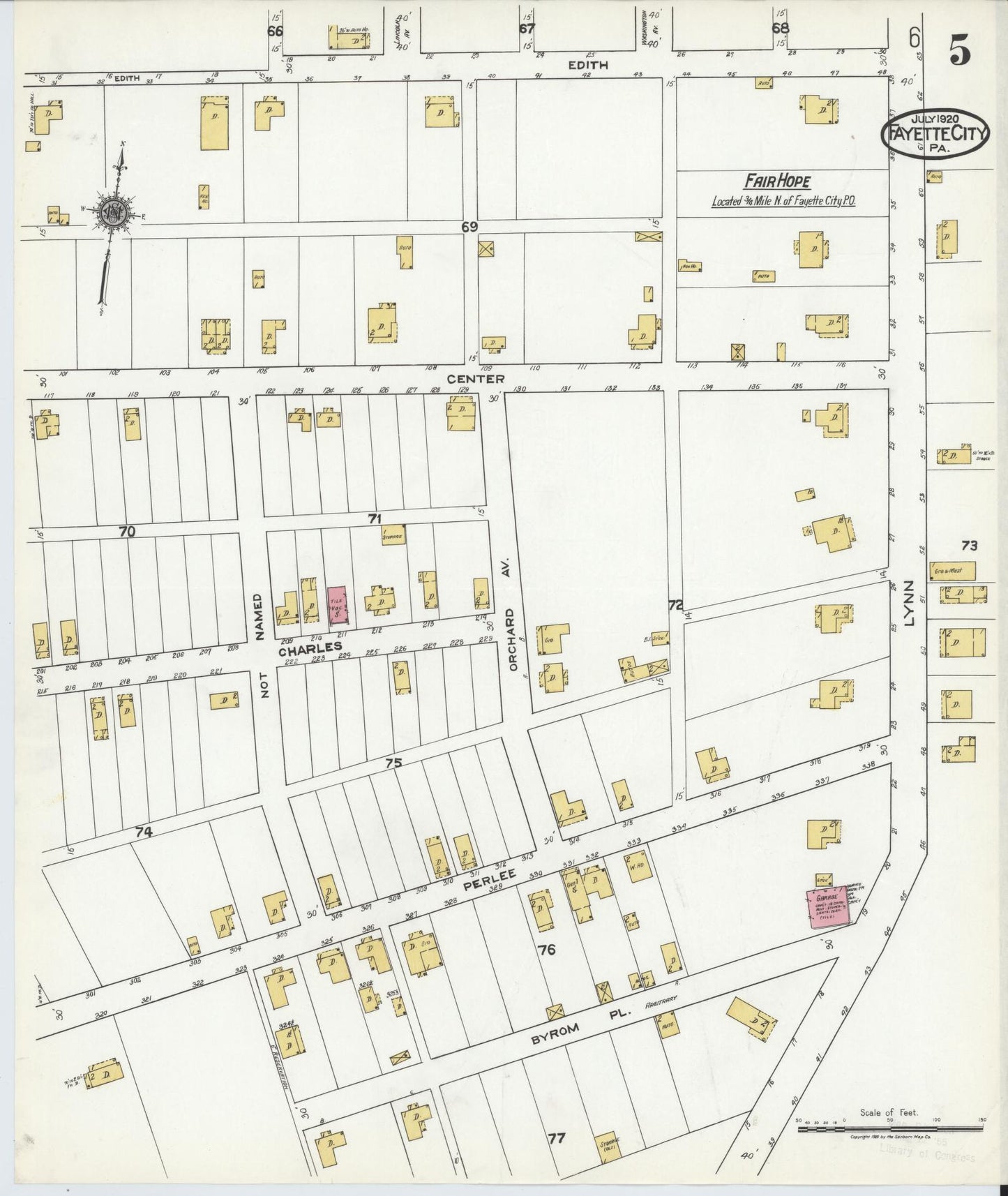 Sanborn Fire Insurance Map from Fayette City, Fayette County, Pennsylvania (1920), Sheet #0005 - Historic Sanborn Fire Insurance Map Print, vintage old map wall art, antique decor, genealogy gift, Pennsylvania Pennsylvania map