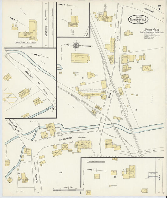Sanborn Fire Insurance Map from Tannersville, Greene County, New York (1912), Sheet #0007 - Historic Sanborn Fire Insurance Map Print, vintage old map wall art, antique decor, genealogy gift, New York New York map