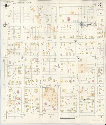 Sanborn Fire Insurance Map from Webster City, Hamilton County, Iowa (1950), Sheet #0008 - Historic Sanborn Fire Insurance Map Print, vintage old map wall art