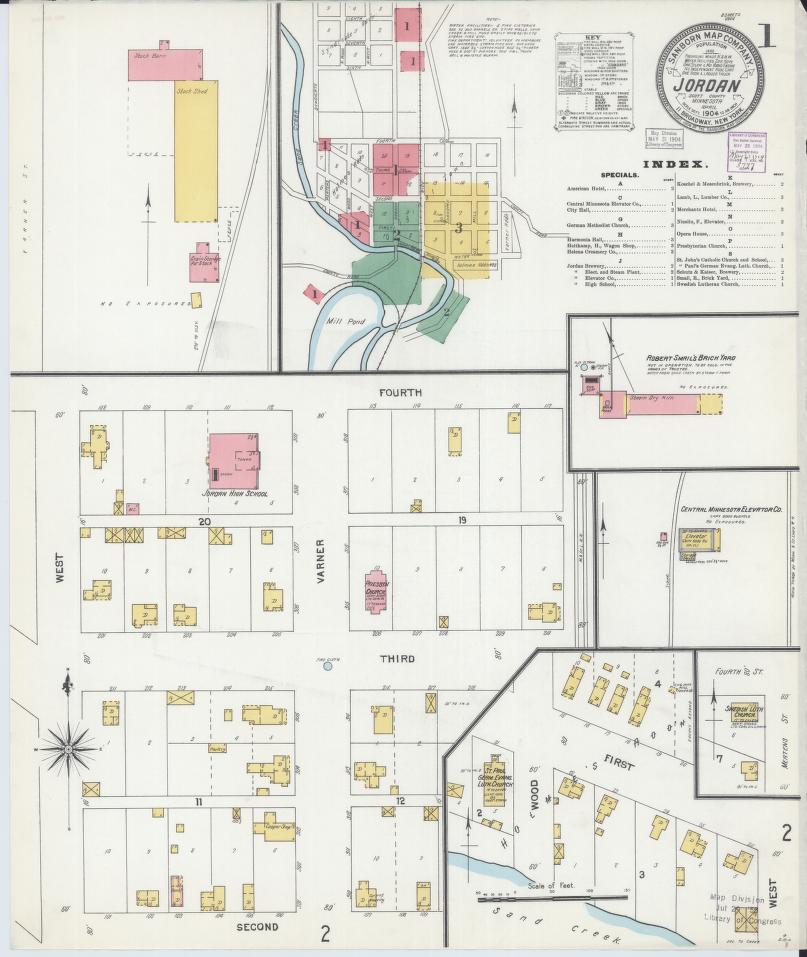 Sanborn Fire Insurance Map from Jordan, Scott County, Minnesota. (1904) – Map View