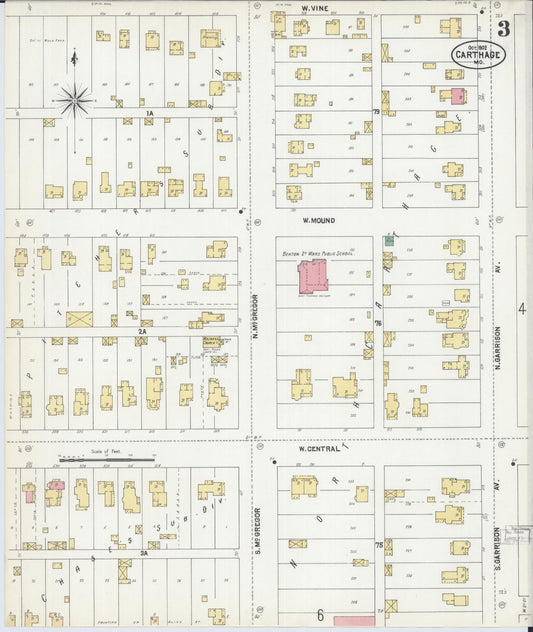Sanborn Fire Insurance Map from Carthage, Jasper County, Missouri (1902), Sheet #0003 - Historic Sanborn Fire Insurance Map Print, vintage old map wall art, antique decor, genealogy gift, Missouri Missouri map