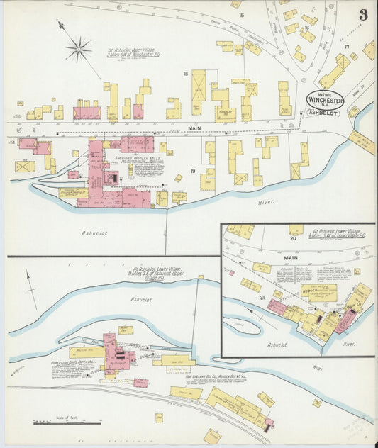 Sanborn Fire Insurance Map from Winchester, Cheshire County, New Hampshire (1902), Sheet #0003 - Historic Sanborn Fire Insurance Map Print, vintage old map wall art, antique decor, genealogy gift, New Hampshire New Hampshire map