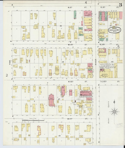 Sanborn Fire Insurance Map from Holland, Ottawa County, Michigan (1896), Sheet #0003 - Complete Map Set gallery image, historic Sanborn map, vintage wall art, Michigan Michigan