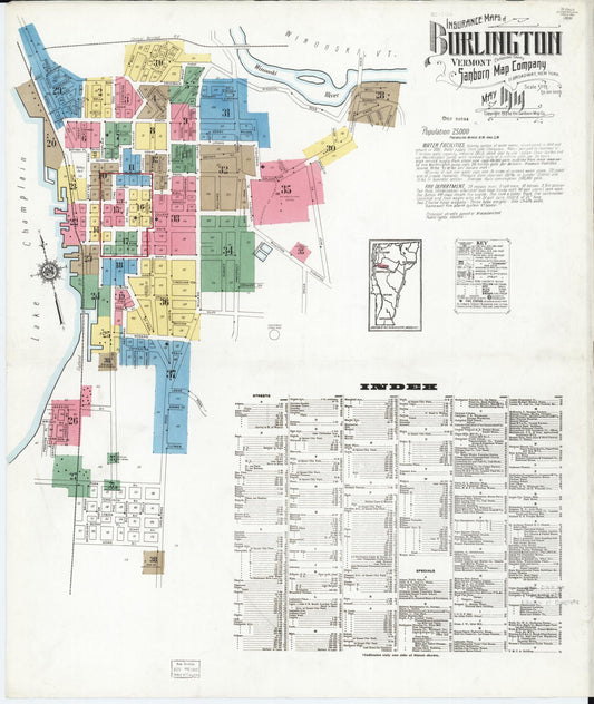 Sanborn Fire Insurance Map from Burlington, Chittenden County, Vermont. (1919) – Historic Sanborn Fire Insurance Map Print