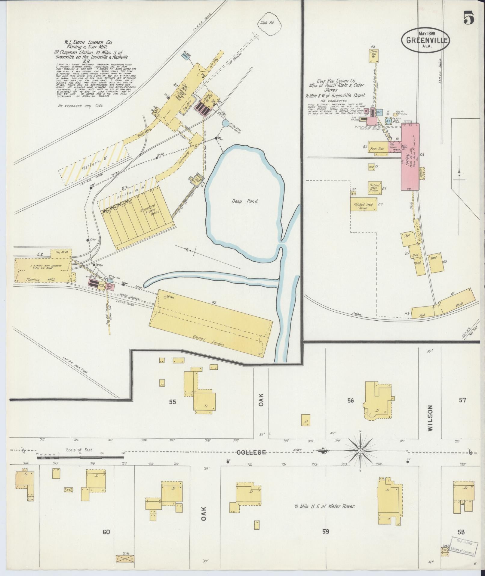 Sanborn Fire Insurance Map from Greenville, Butler County, Alabama (1898), Sheet #0005 - Complete Map Set gallery image, historic Sanborn map, vintage wall art, Alabama Alabama