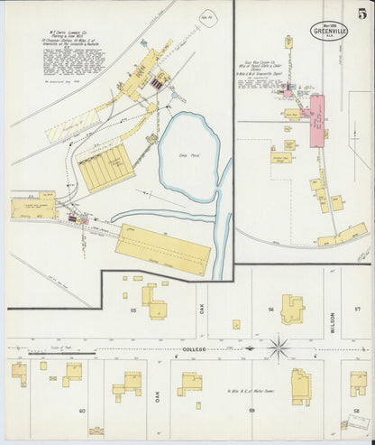Sanborn Fire Insurance Map from Greenville, Butler County, Alabama (1898), Sheet #0005 - Complete Map Set gallery image, historic Sanborn map, vintage wall art, Alabama Alabama