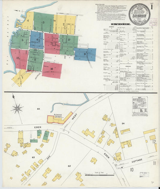 Sanborn Fire Insurance Map from Bar Harbor, Hancock County, Maine. (1908) – Historic Sanborn Fire Insurance Map Print