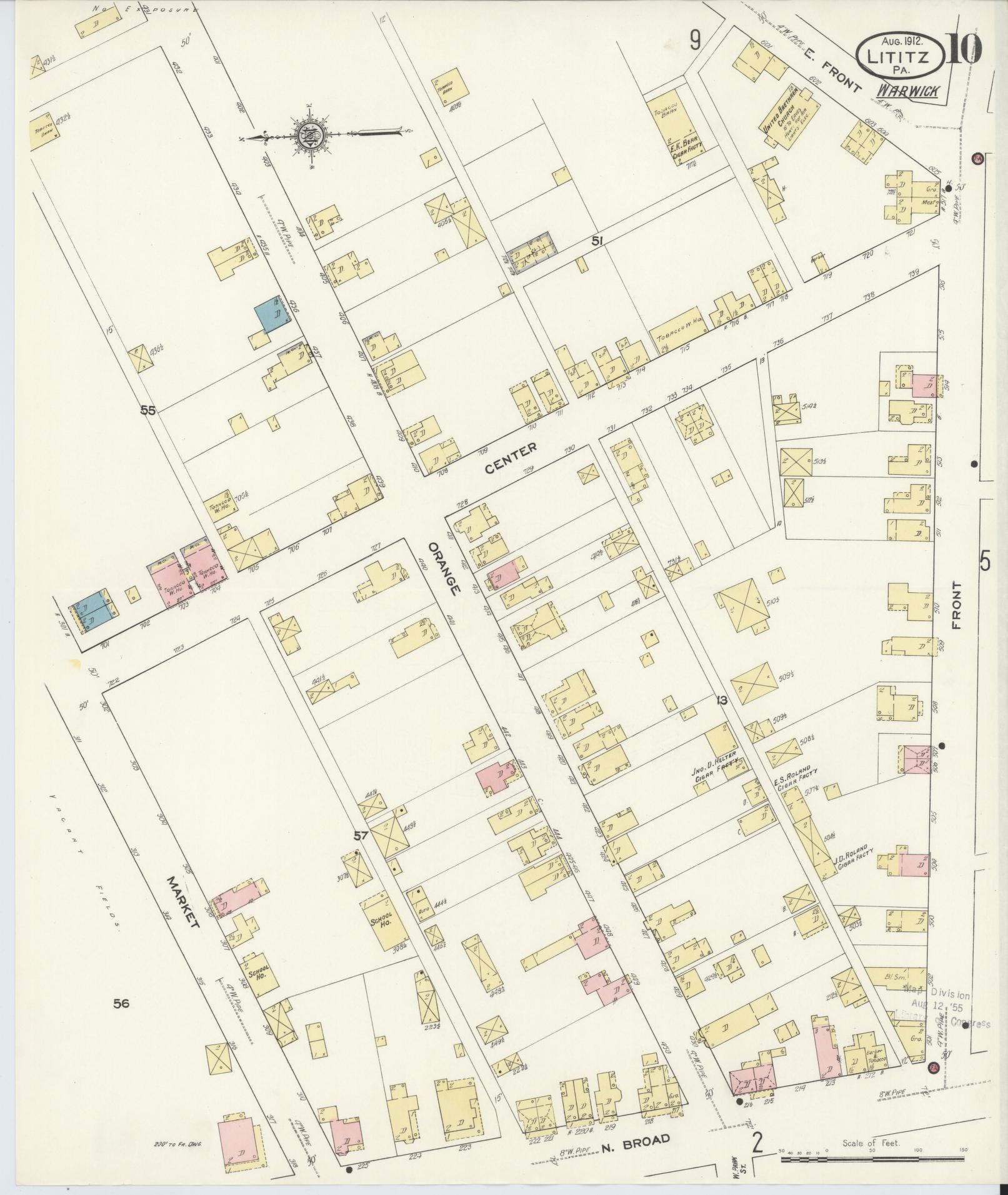 Sanborn Fire Insurance Map from Lititz, Lancaster County, Pennsylvania (1912), Sheet #0010 - Complete Map Set gallery image, historic Sanborn map, vintage wall art, Pennsylvania Pennsylvania