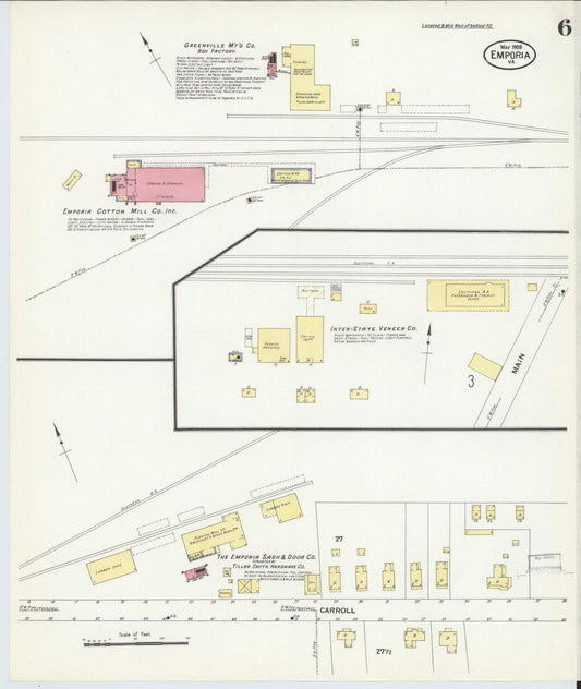 Sanborn Fire Insurance Map from Emporia, Independent Cities, Virginia (1909), Sheet #0006 - Historic Sanborn Fire Insurance Map Print, vintage old map wall art, antique decor, genealogy gift, Virginia Virginia map