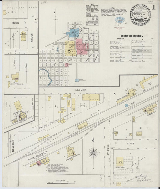 Sanborn Fire Insurance Map from Madelia, Watonwan County, Minnesota (1894), Sheet #0001 - Complete Map Set gallery image, historic Sanborn map, vintage wall art, Minnesota Minnesota