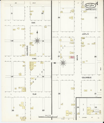 Sanborn Fire Insurance Map from Galena, Cherokee County, Kansas (1890), Sheet #0004 - Complete Map Set gallery image, historic Sanborn map, vintage wall art, Kansas Kansas