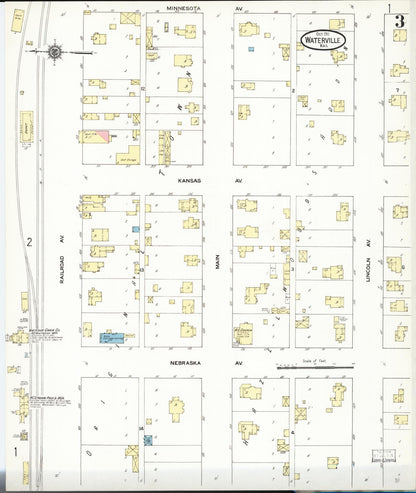 Sanborn Fire Insurance Map from Waterville, Marshall County, Kansas (1911), Sheet #0003 - Complete Map Set gallery image, historic Sanborn map, vintage wall art, Kansas Kansas