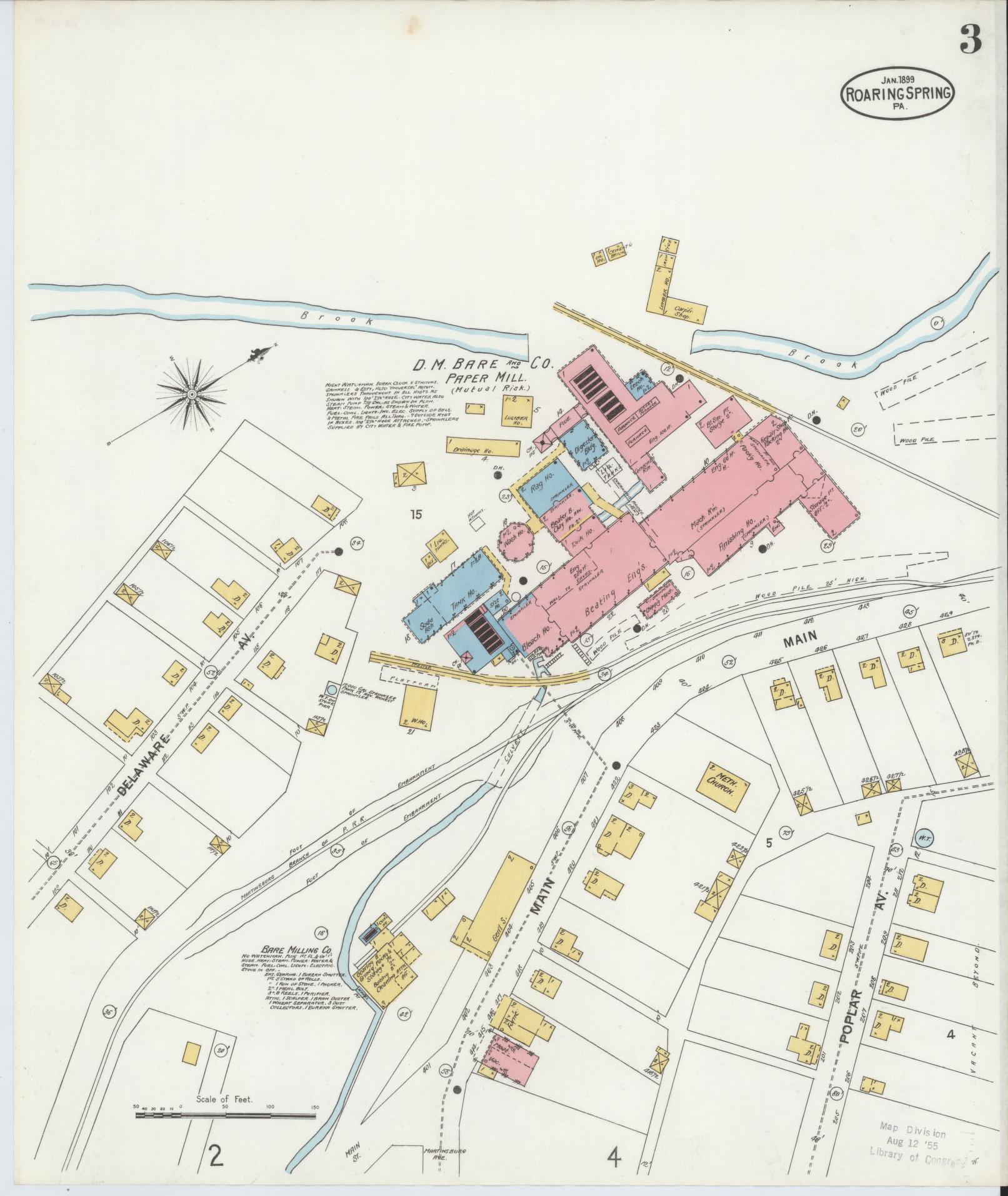 Sanborn Fire Insurance Map from Roaring Spring, Blair County, Pennsylvania (1899), Sheet #0003 - Complete Map Set gallery image, historic Sanborn map, vintage wall art, Pennsylvania Pennsylvania