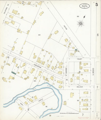 Sanborn Fire Insurance Map from Napa, Napa County, California (1901), Sheet #0005 - Complete Map Set gallery image, historic Sanborn map, vintage wall art, California California