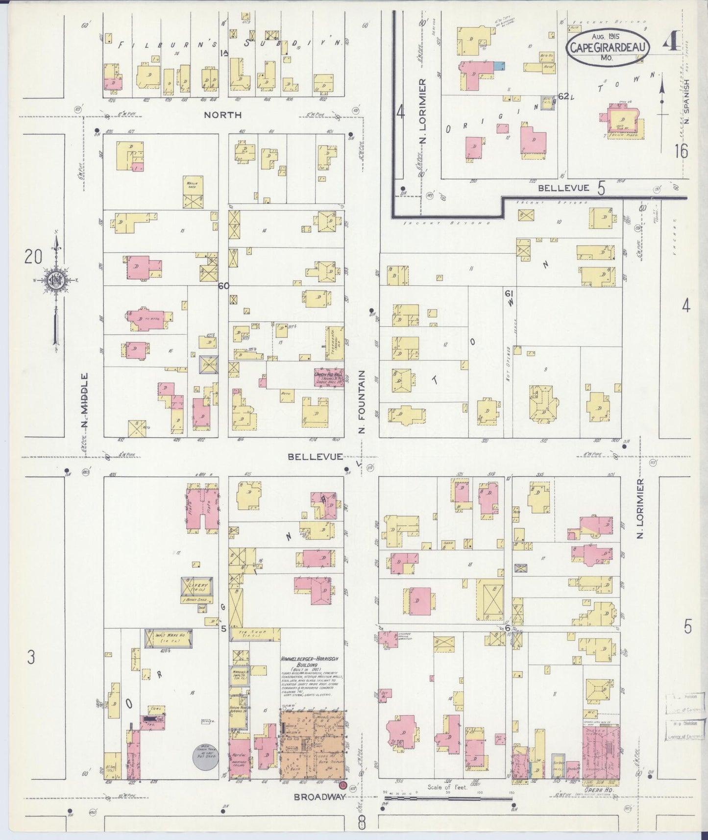 Sanborn Fire Insurance Map from Cape Girardeau, Cape Girardeau County, Missouri (1915), Sheet #0004 - Complete Map Set gallery image, historic Sanborn map, vintage wall art, Missouri Missouri