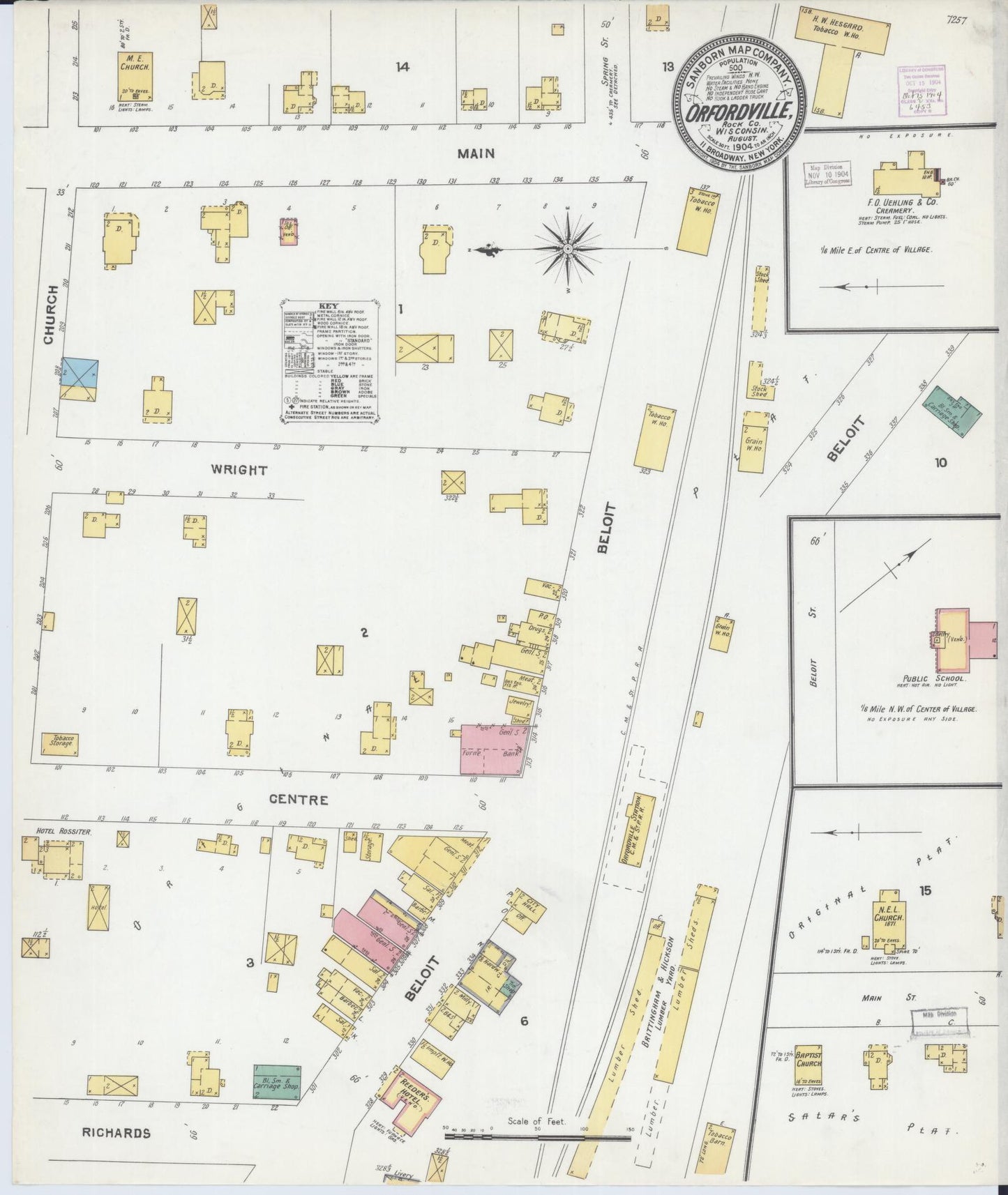 Sanborn Fire Insurance Map from Orfordville, Rock County, Wisconsin (1904), Sheet #0001 - Historic Sanborn Fire Insurance Map Print, vintage old map wall art, antique decor, genealogy gift, Wisconsin Wisconsin map